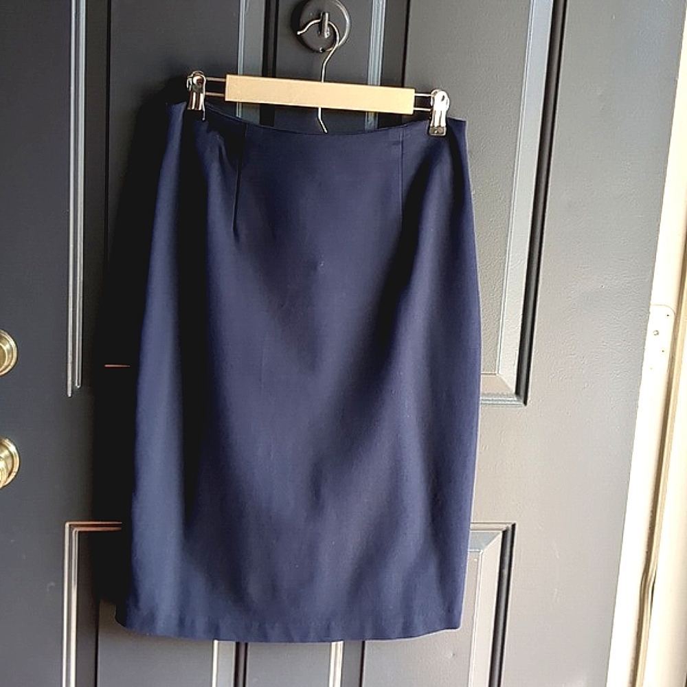 Dainty Jewels Navy Pencil Skirt GUC Modest No Split